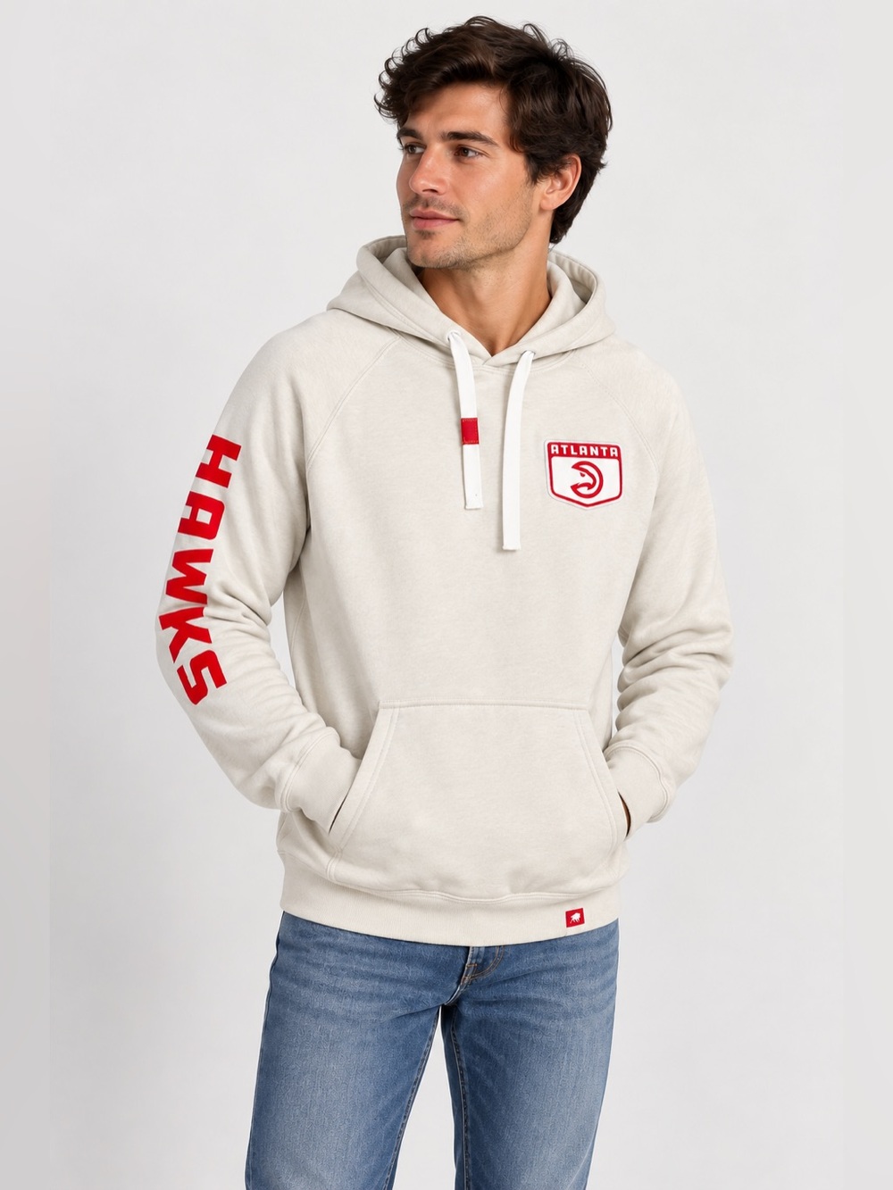 Sportiqe Atlanta Hawks Hoodie Men’s M Cream NBA Pullover Sweatshirt